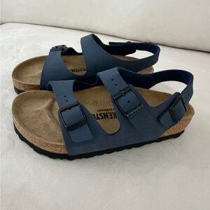 Woman  Navy Cork Footbed Sandals with Adjustable Straps
